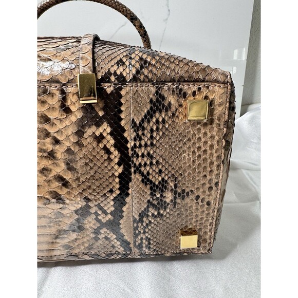 RARE 2015 Michael Kors Collection Brown Black Large Miranda Python Leather Tote - Picture 12 of 16